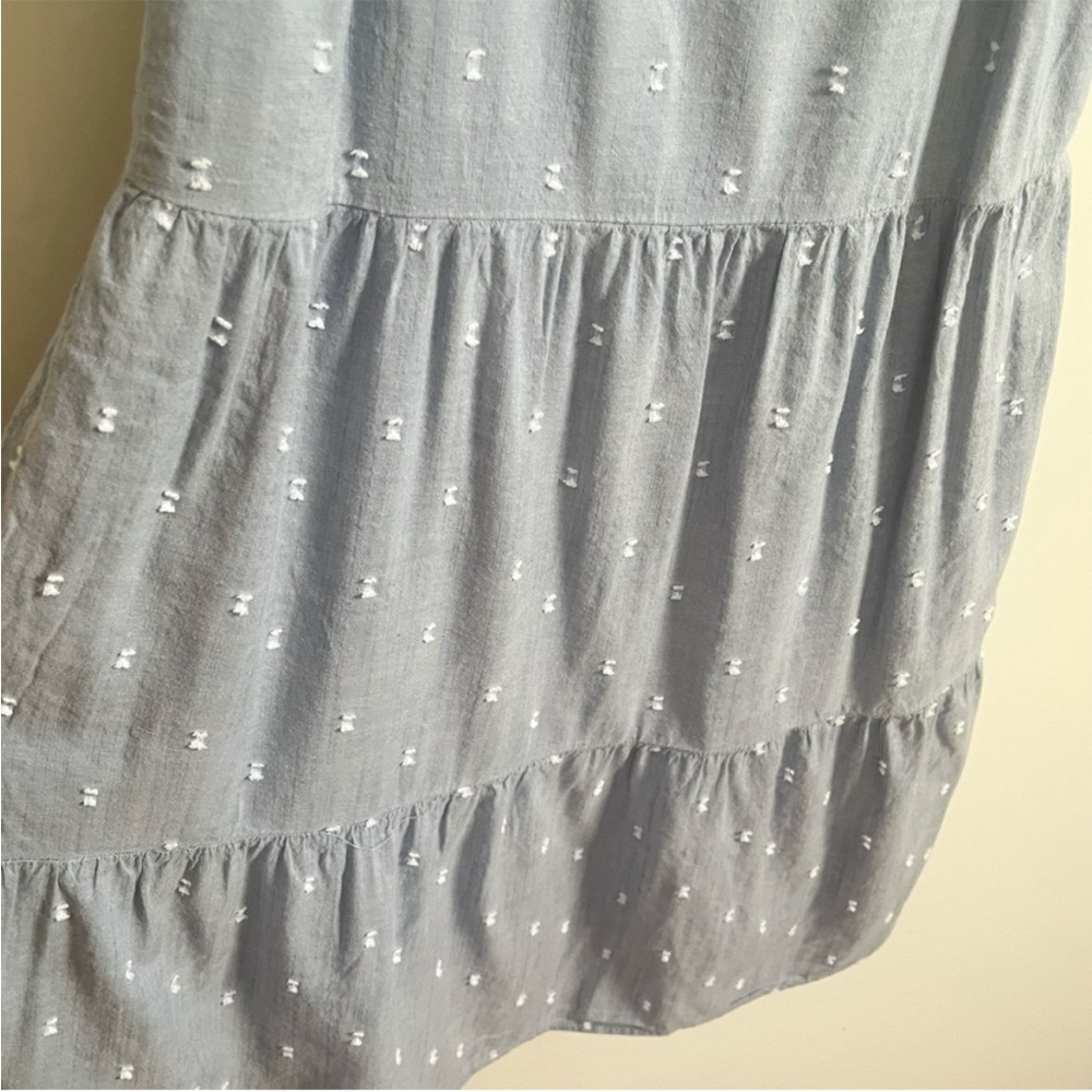 LOFT Clip Chambray sundress blue tiered swing sleeveless summer - Picture 4 of 9